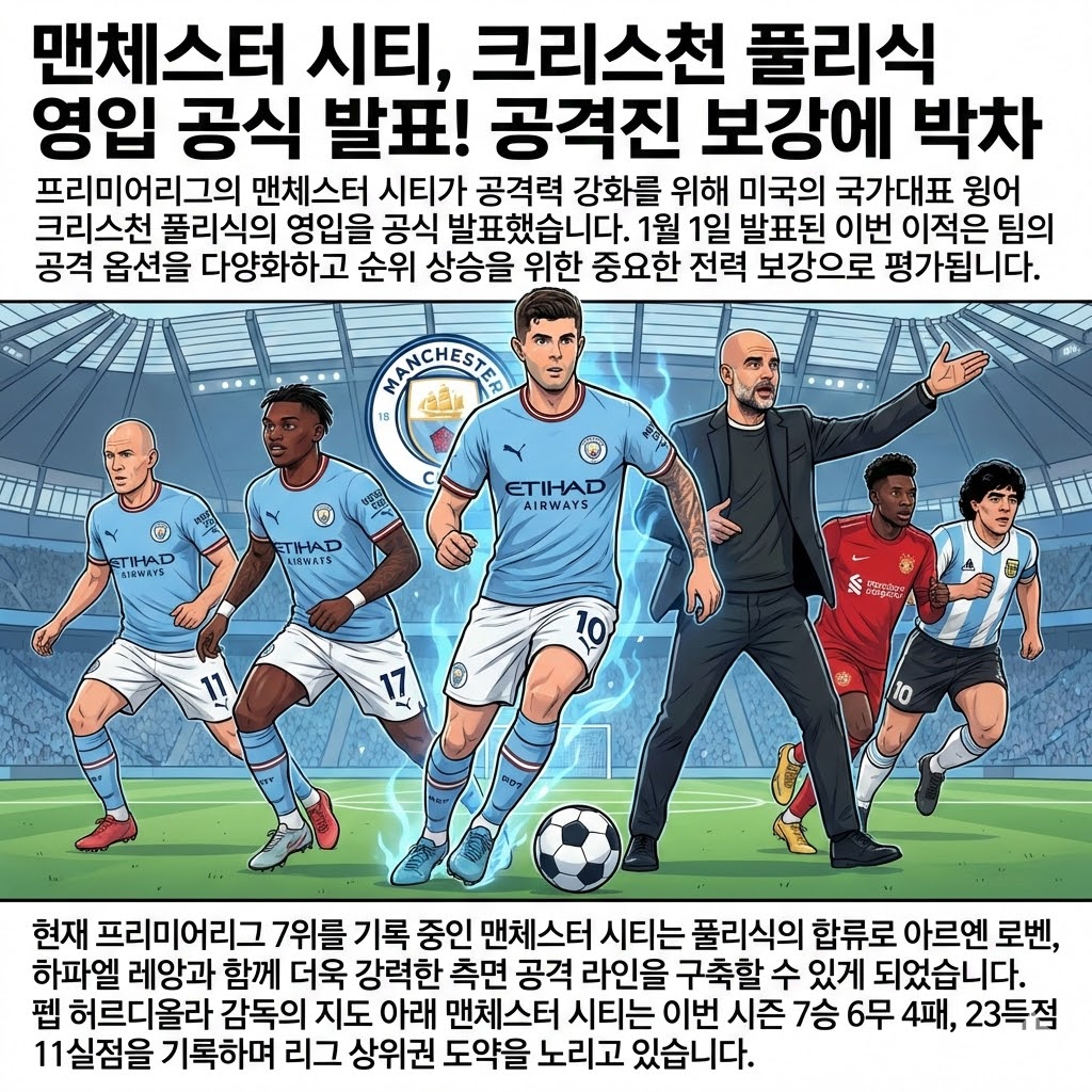 맨시티, [미국산 폭격기] 풀리식 영입!